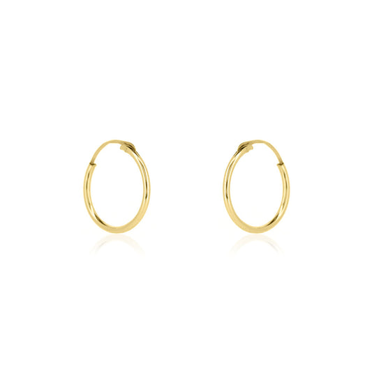 Sleeper 12mm Hollow Hoop Earrings - 9ct Yellow Gold Hoop Earrings