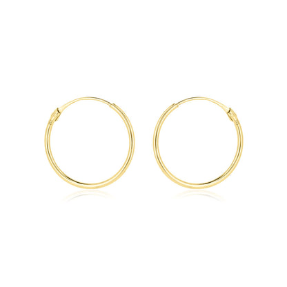 Sleeper 16mm Hollow Hoop Earrings - 9ct Yellow Gold Hoop Earrings