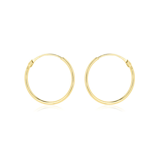 Sleeper 16mm Hollow Hoop Earrings - 9ct Yellow Gold Hoop Earrings