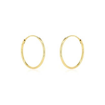 Sleeper 16mm Hollow Hoop Earrings - 9ct Yellow Gold Hoop Earrings