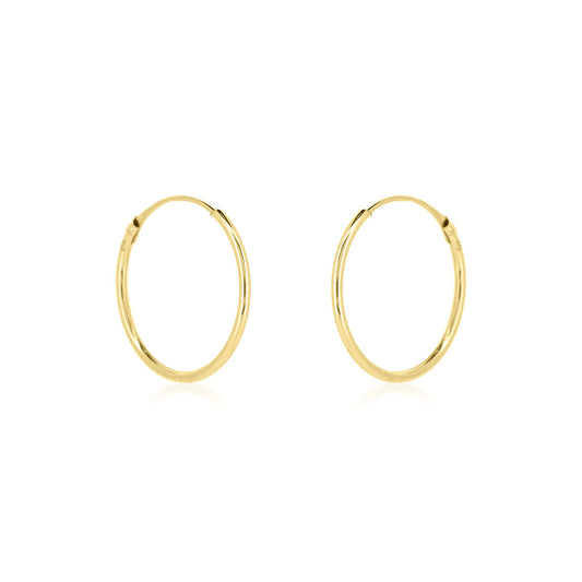 Sleeper 16mm Hollow Hoop Earrings - 9ct Yellow Gold Hoop Earrings
