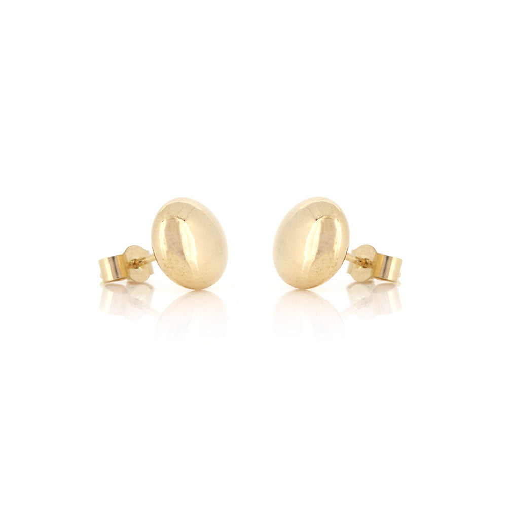 Button 7mm Hollow Stud Earrings - 9ct Yellow Gold Stud Earrings