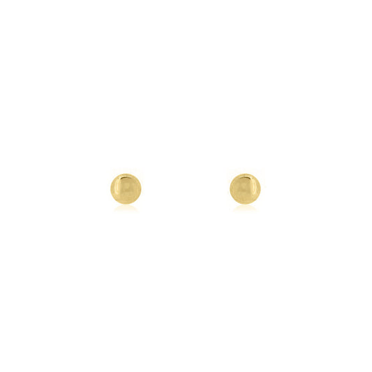 Button 3mm Hollow Stud Earrings - 9ct Yellow Gold Stud Earrings
