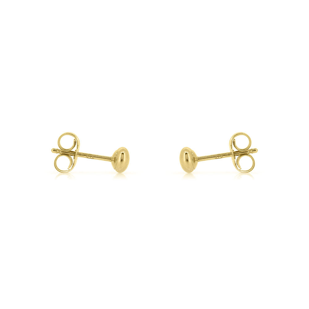 Button 3mm Hollow Stud Earrings - 9ct Yellow Gold Stud Earrings