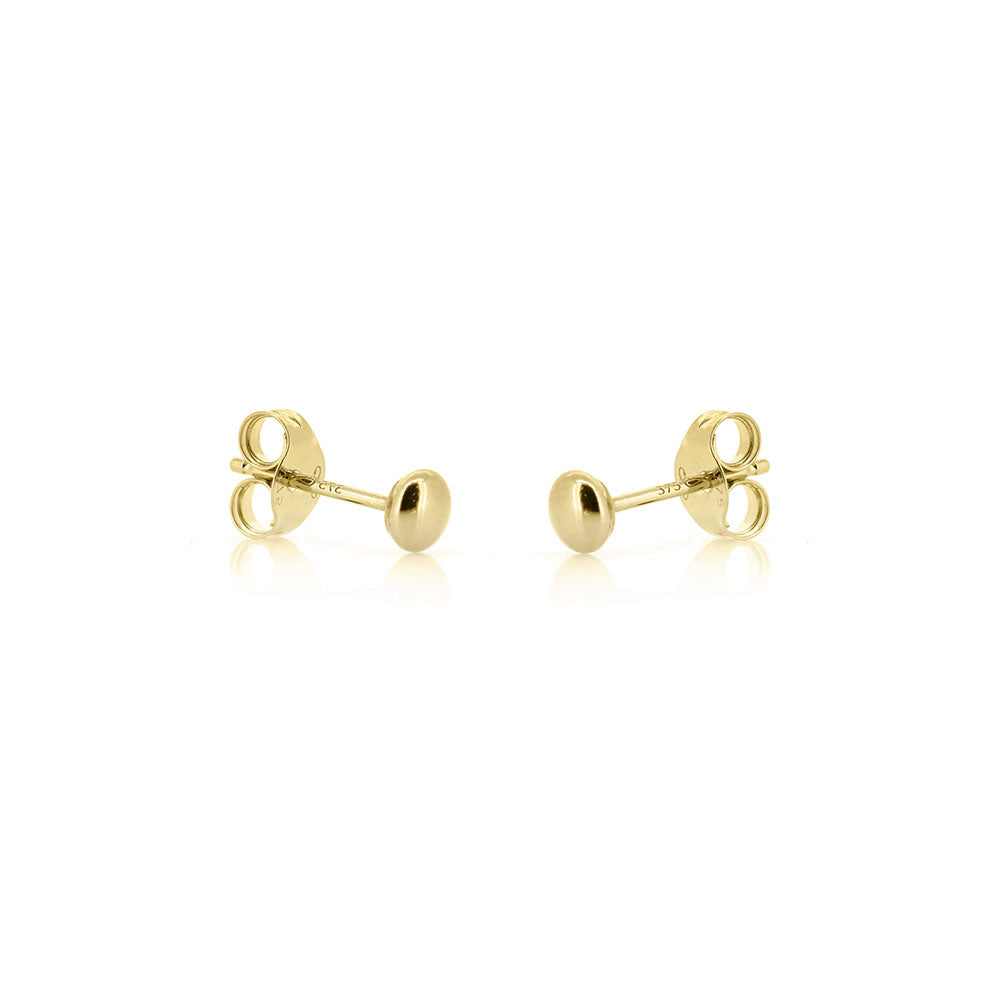 Button 3mm Hollow Stud Earrings - 9ct Yellow Gold Stud Earrings