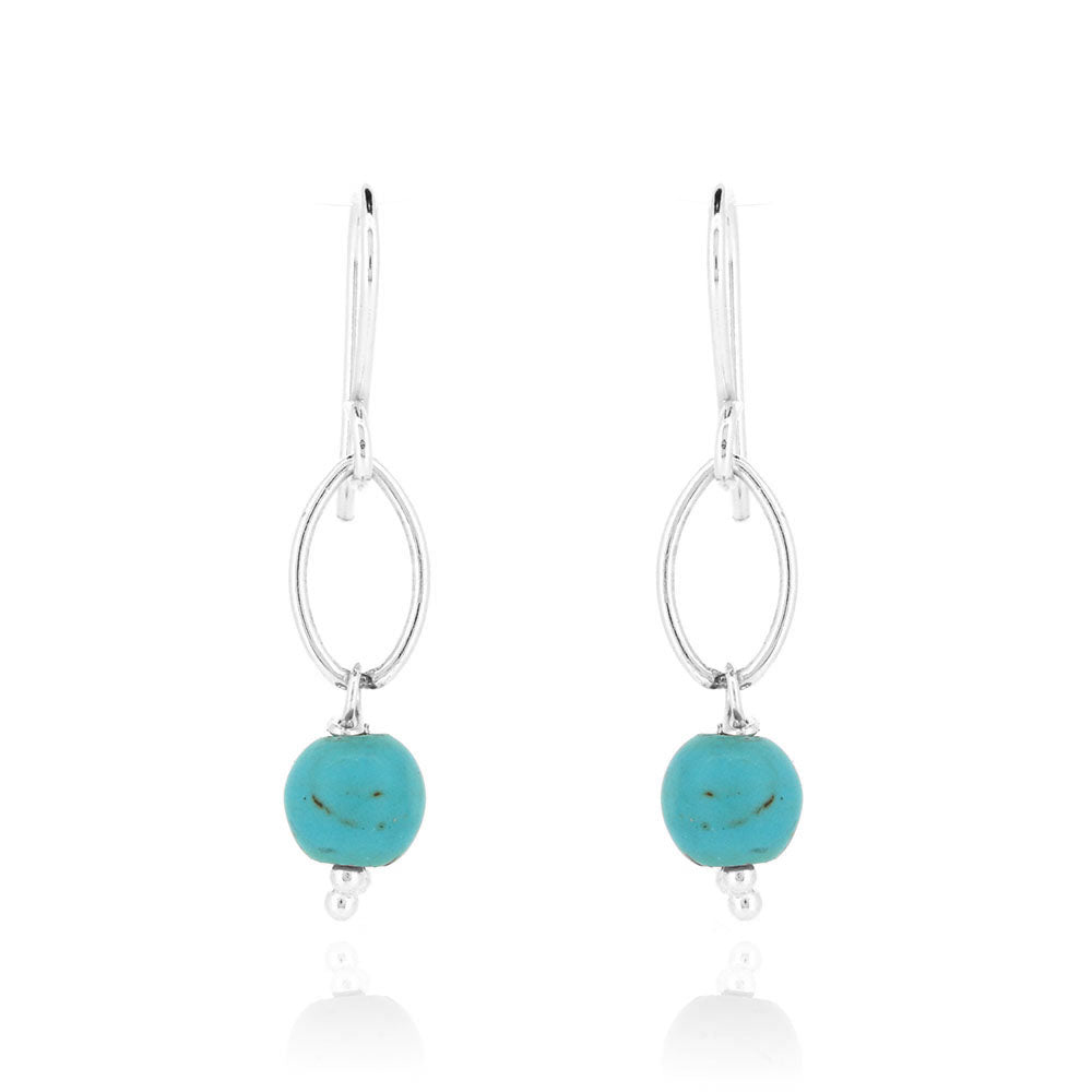 Navette Turquoise Howlite Drop Earrings - Sterling Silver Drop Earrings