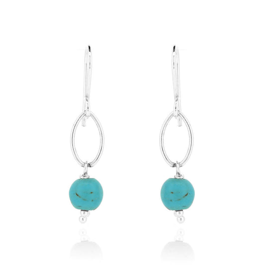 Navette Turquoise Howlite Drop Earrings - Sterling Silver Drop Earrings