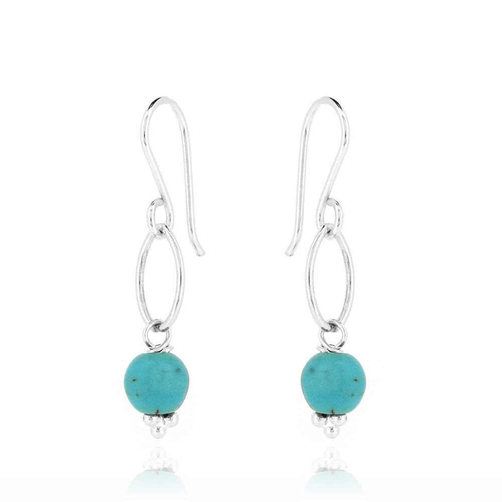 Navette Turquoise Howlite Drop Earrings - Sterling Silver Drop Earrings