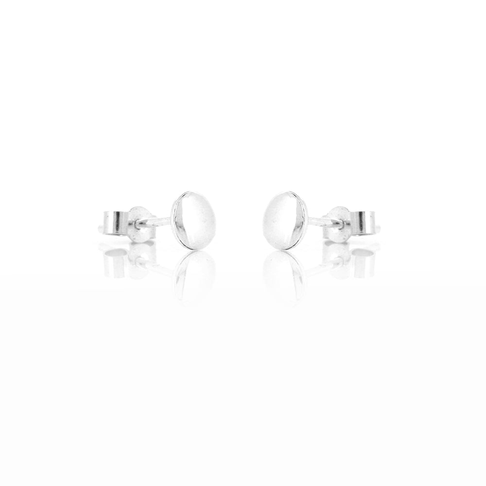 Button 5mm Hollow Stud Earrings - Sterling Silver Stud Earrings