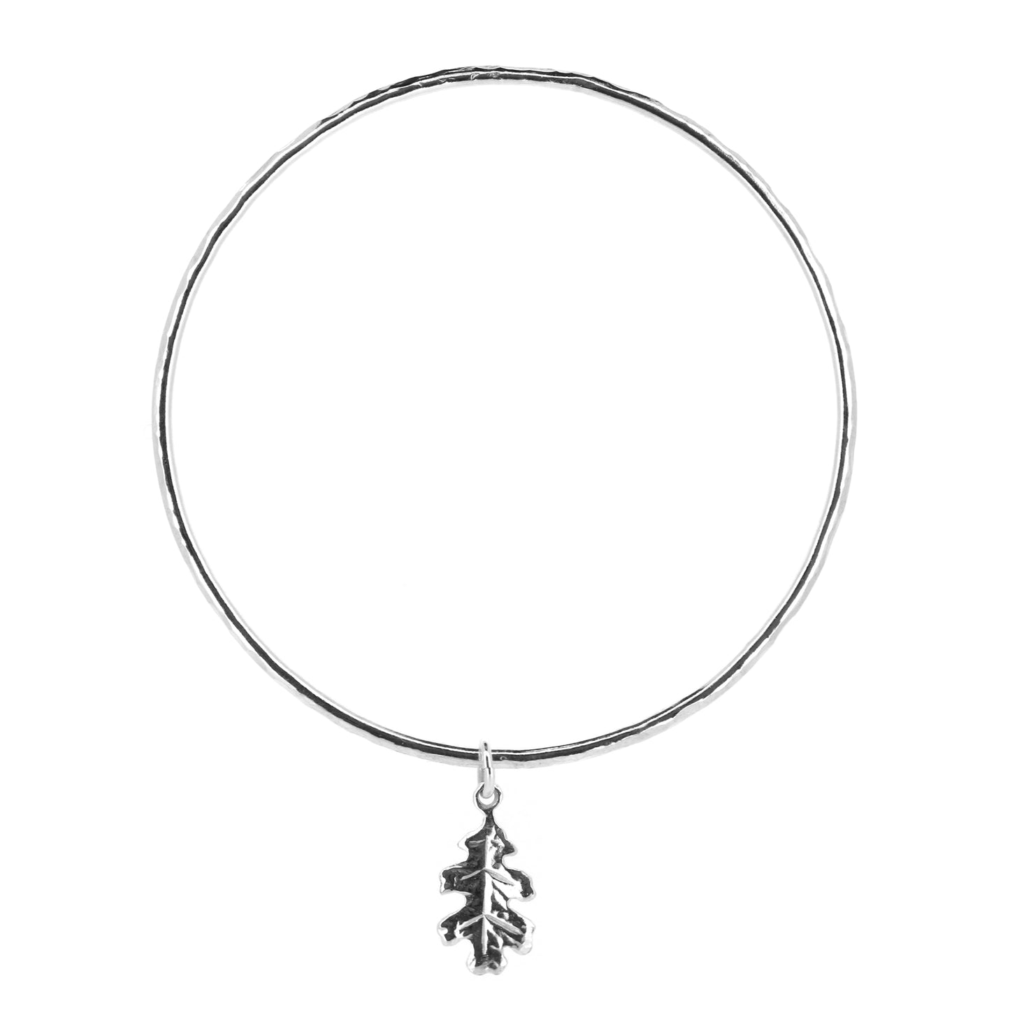 Oak Leaf Charm Bangle - Sterling Silver
