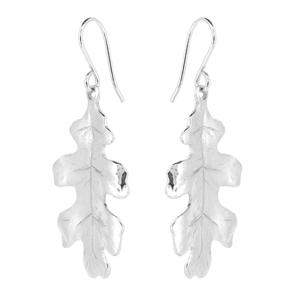 Oak Leaf Large Drop Earrings - Sterling Silver