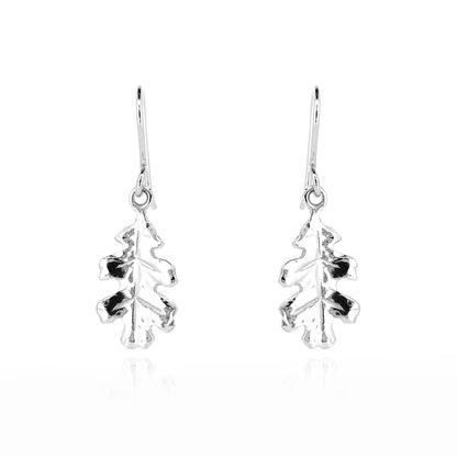 Oak Leaf Medium Drop Earrings - Sterling Silver