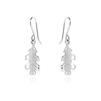 Oak Leaf Medium Drop Earrings - Sterling Silver