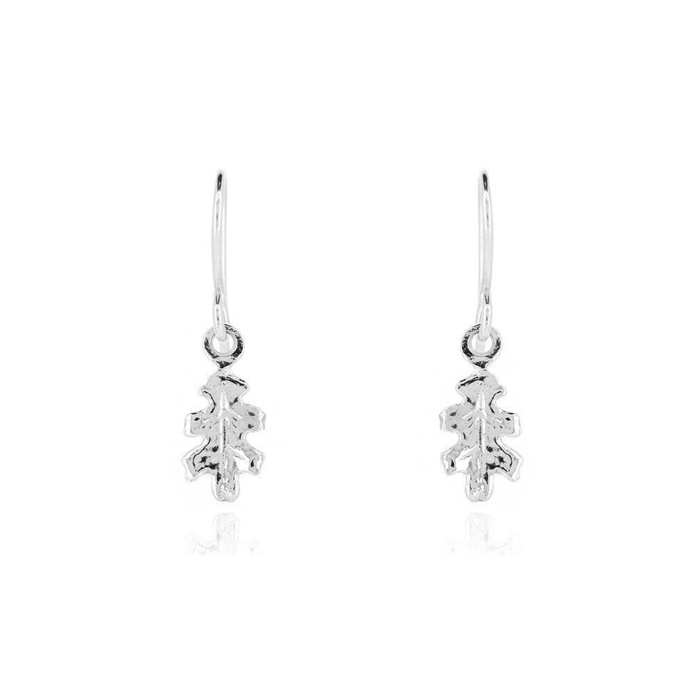 Oak Leaf Small Drop Earrings - Sterling Silver