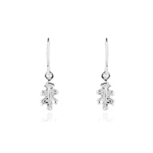 Oak Leaf Small Drop Earrings - Sterling Silver