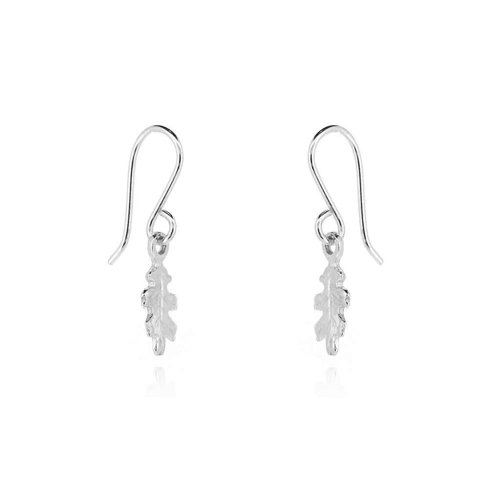 Oak Leaf Small Drop Earrings - Sterling Silver
