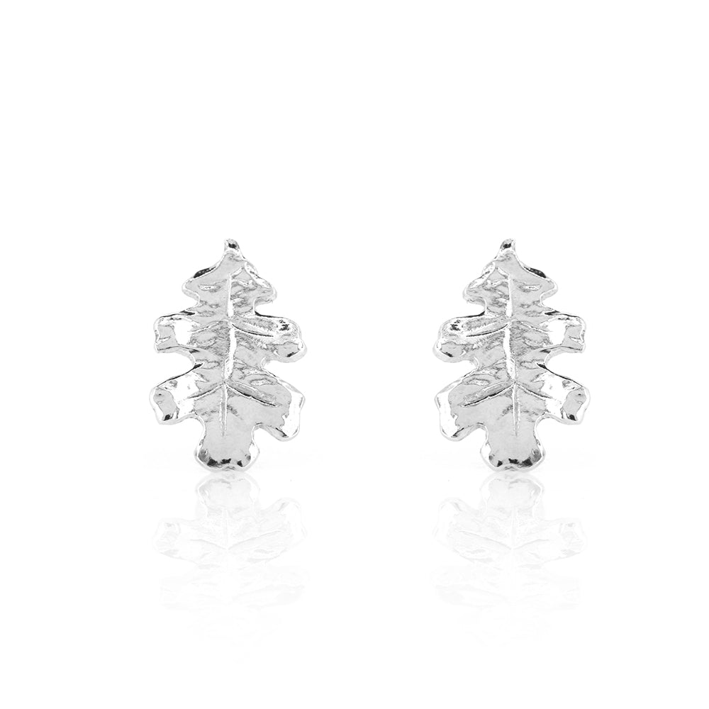 Oak Leaf Large Stud Earrings - Sterling Silver