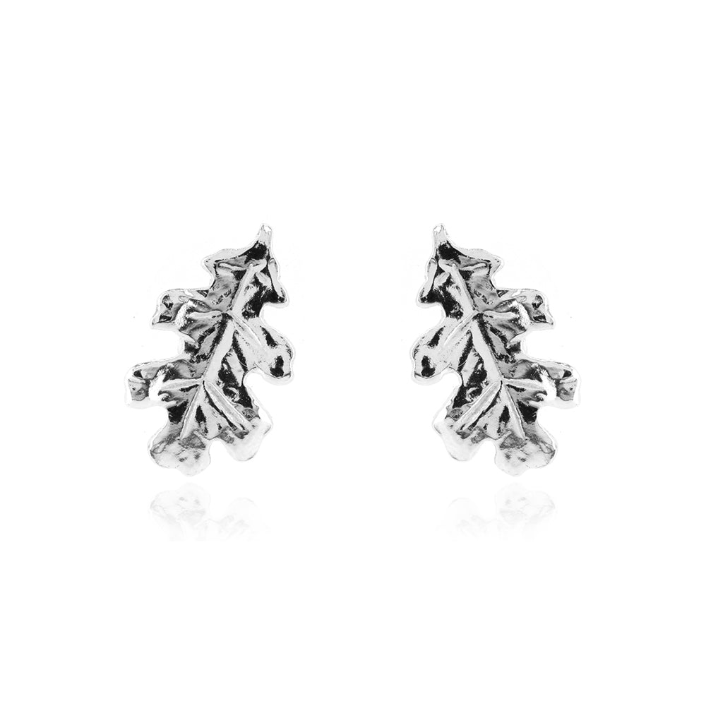 Oak Leaf Large Stud Earrings - Sterling Silver
