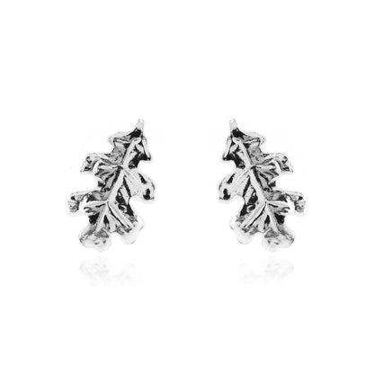 Oak Leaf Large Stud Earrings - Sterling Silver