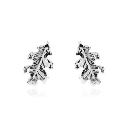 Oak Leaf Large Stud Earrings - Sterling Silver
