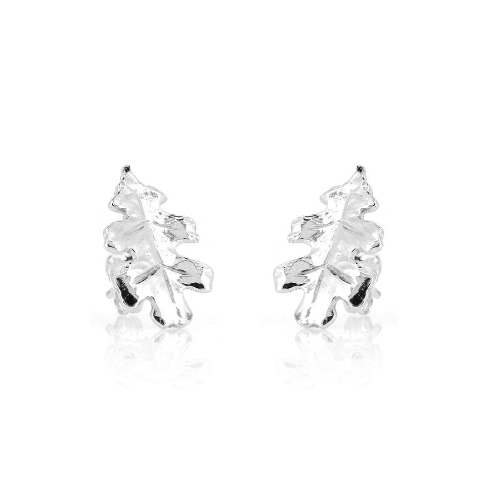 Oak Leaf Large Stud Earrings - Sterling Silver