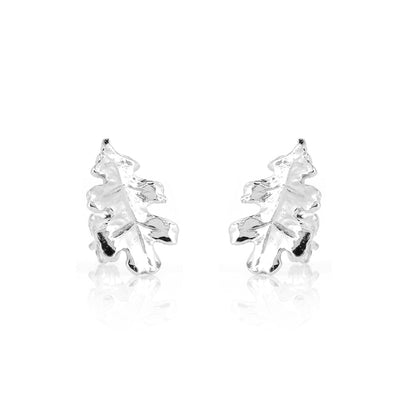 Oak Leaf Large Stud Earrings - Sterling Silver