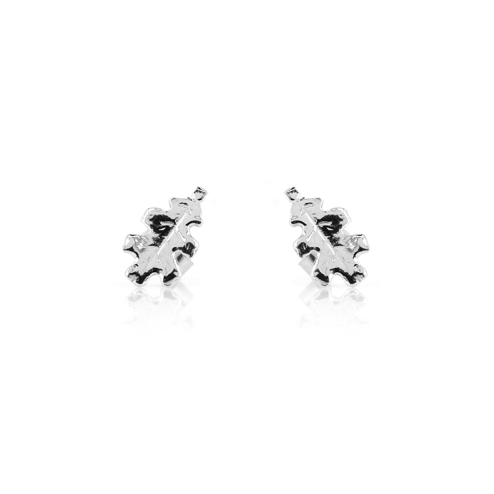 Oak Leaf Medium Stud Earrings - Sterling Silver