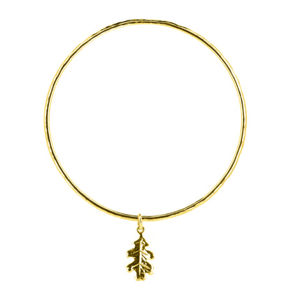 Oak Leaf Charm Bangle - Yellow Gold Vermeil