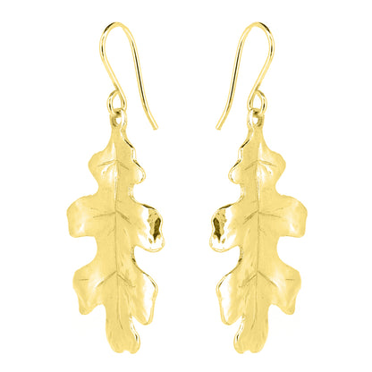 Oak Leaf Large Drop Earrings - Yellow Gold Vermeil
