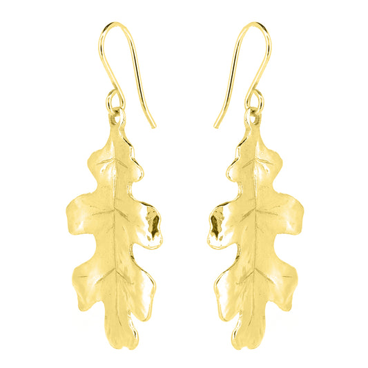 Oak Leaf Large Drop Earrings - Yellow Gold Vermeil