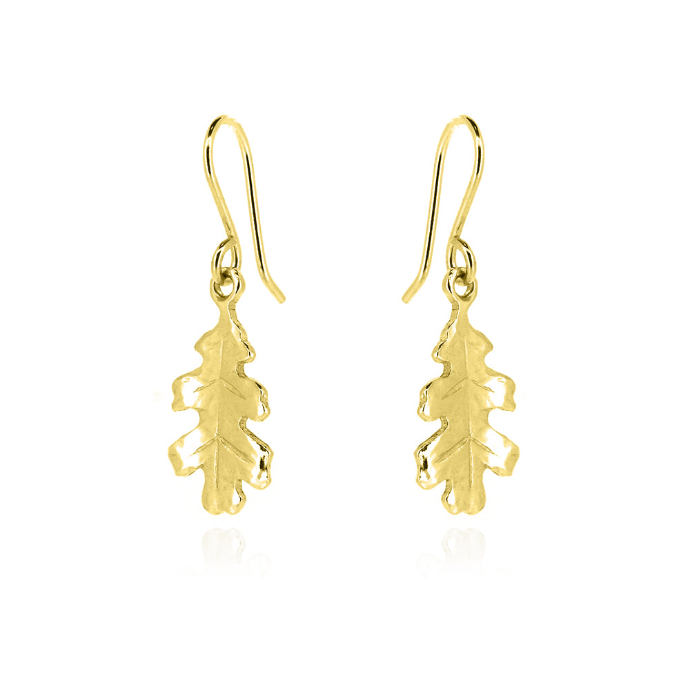 Oak Leaf Medium Drop Earrings - Yellow Gold Vermeil