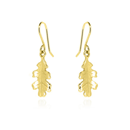 Oak Leaf Medium Drop Earrings - Yellow Gold Vermeil