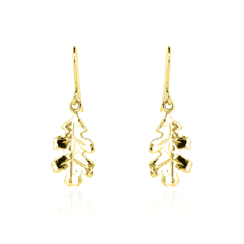 Oak Leaf Medium Drop Earrings - Yellow Gold Vermeil