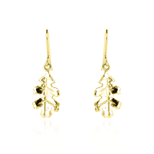 Oak Leaf Medium Drop Earrings - Yellow Gold Vermeil