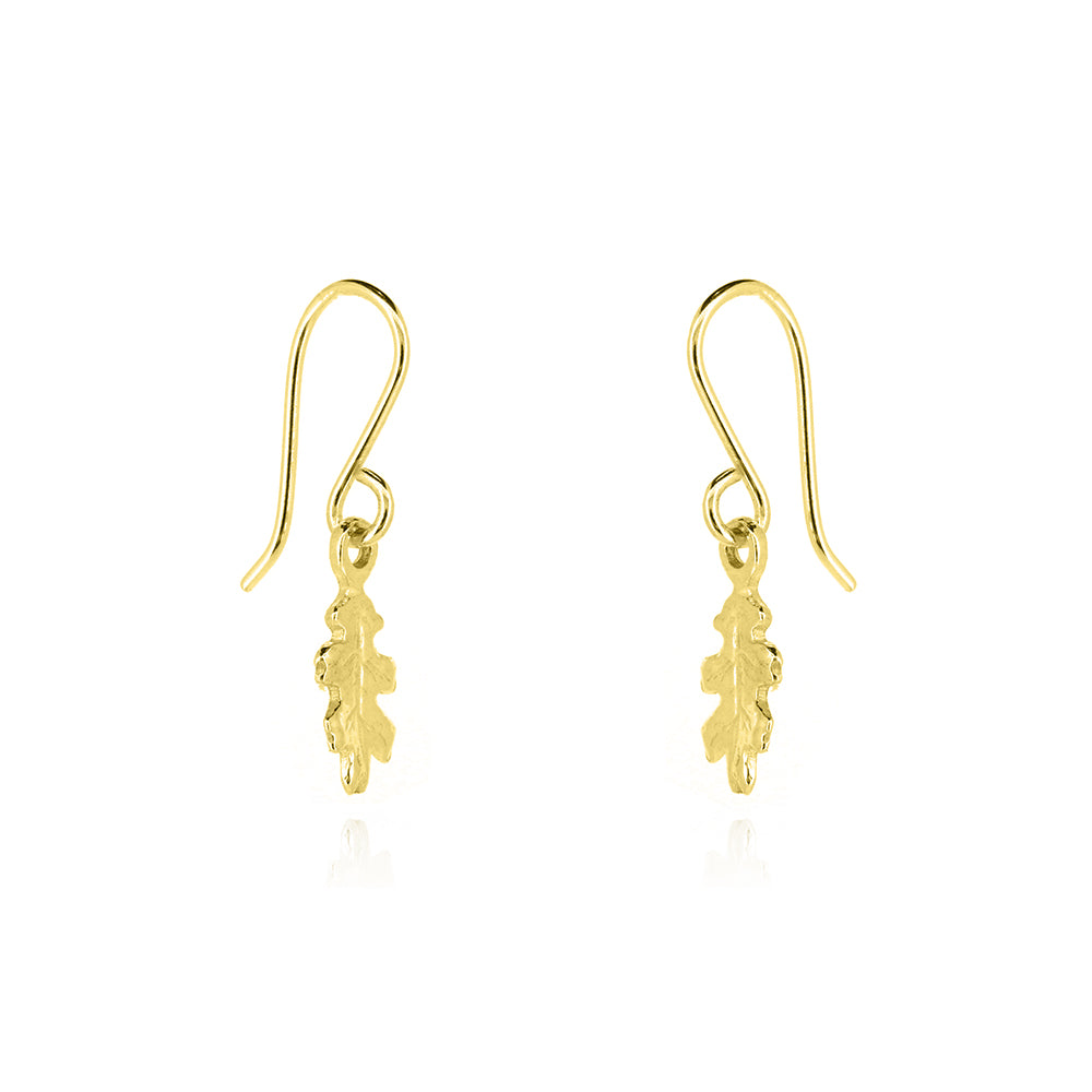 Oak Leaf Small Drop Earrings - Yellow Gold Vermeil