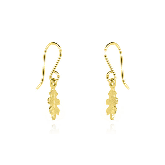 Oak Leaf Small Drop Earrings - Yellow Gold Vermeil
