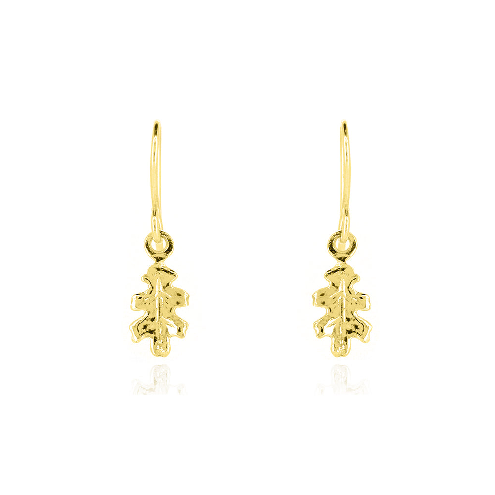 Oak Leaf Small Drop Earrings - Yellow Gold Vermeil