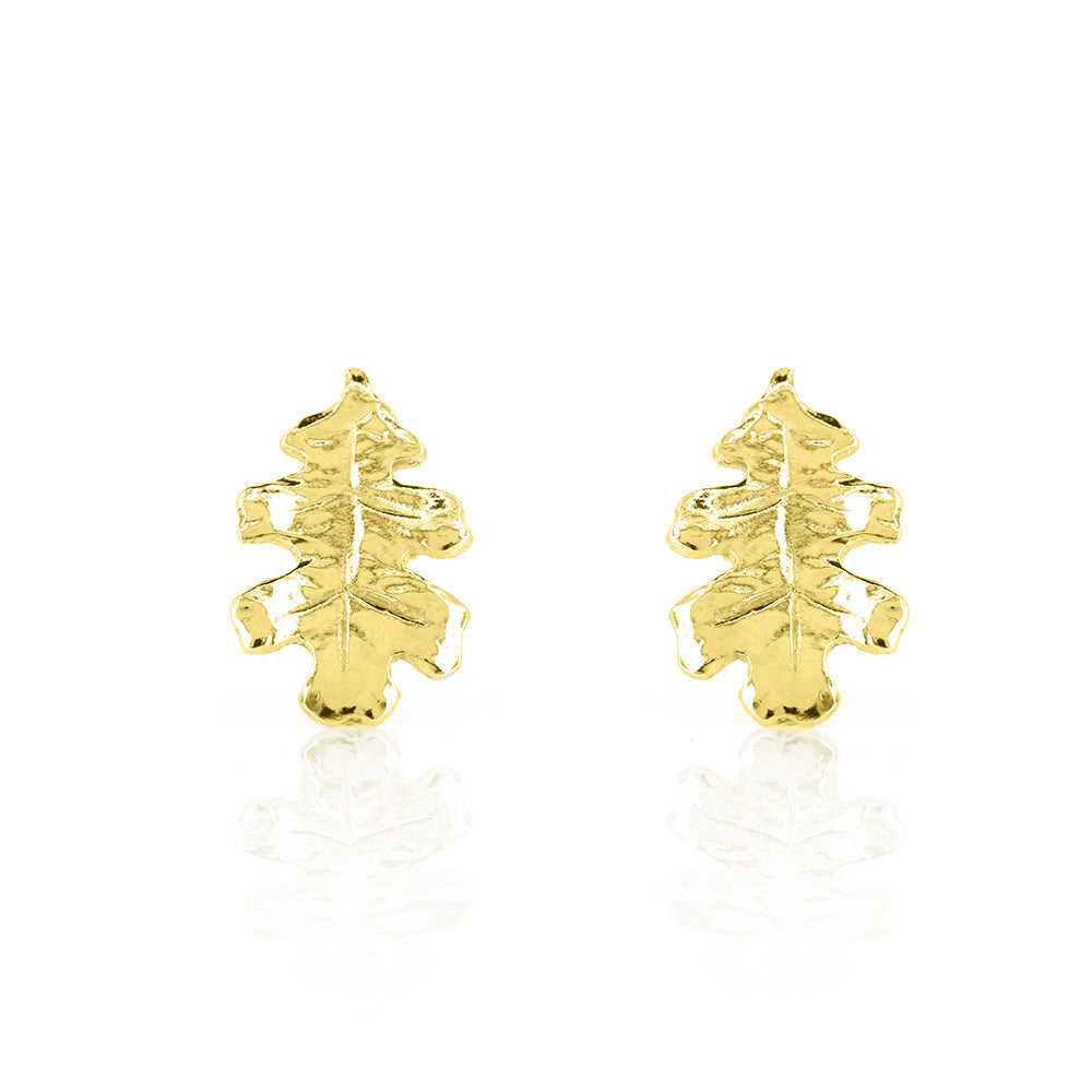 Oak Leaf Large Stud Earrings - Yellow Gold Vermeil