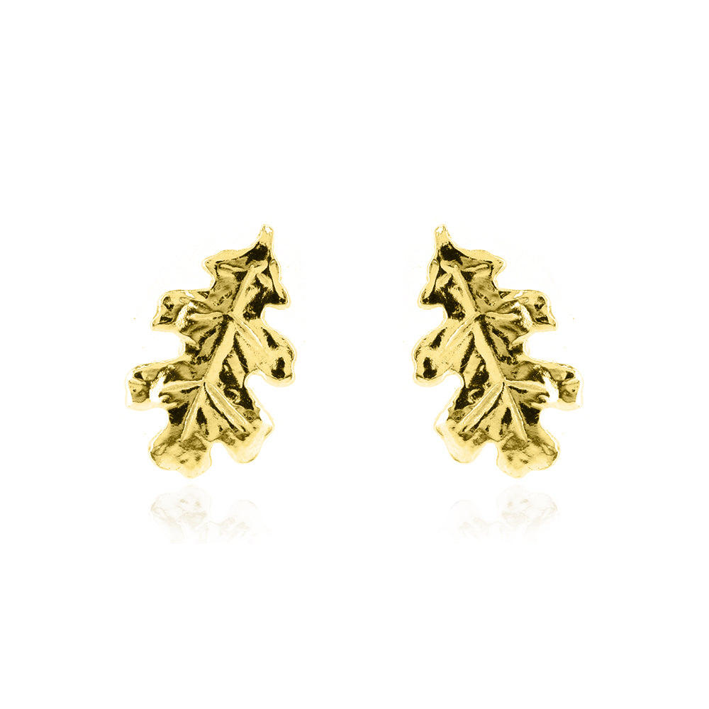 Oak Leaf Large Stud Earrings - Yellow Gold Vermeil