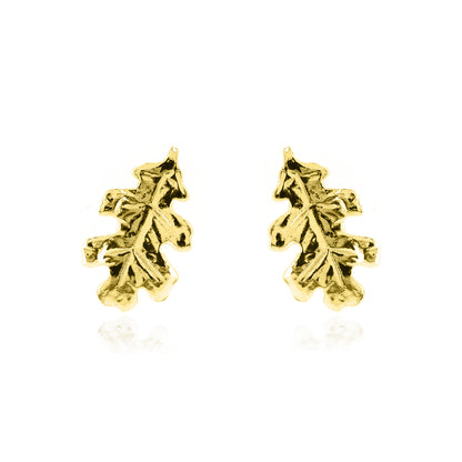 Oak Leaf Large Stud Earrings - Yellow Gold Vermeil
