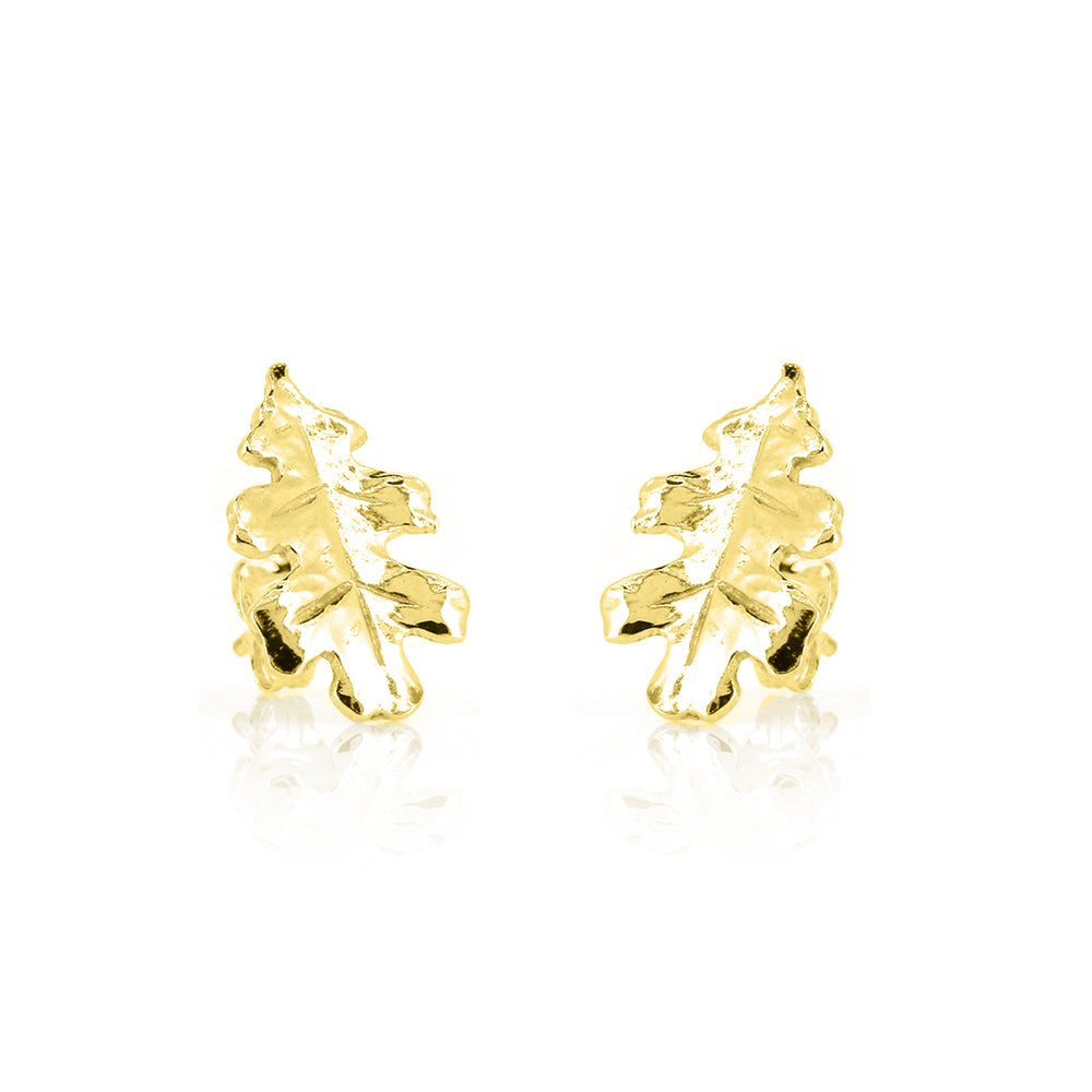 Oak Leaf Large Stud Earrings - Yellow Gold Vermeil