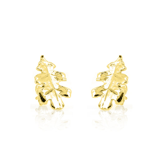 Oak Leaf Large Stud Earrings - Yellow Gold Vermeil