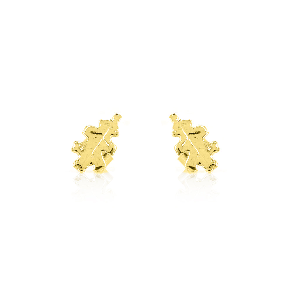 Oak Leaf Medium Stud Earrings - Yellow Gold Vermeil