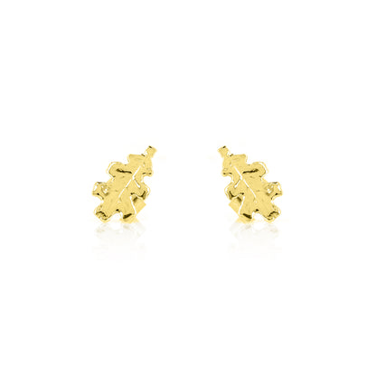 Oak Leaf Medium Stud Earrings - Yellow Gold Vermeil