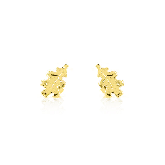 Oak Leaf Medium Stud Earrings - Yellow Gold Vermeil