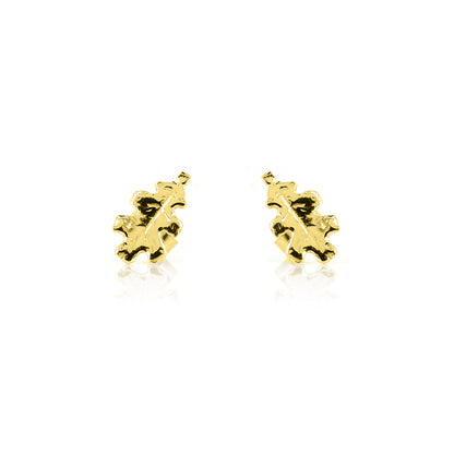 Oak Leaf Medium Stud Earrings - Yellow Gold Vermeil