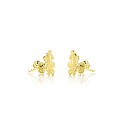 Oak Leaf Medium Stud Earrings - Yellow Gold Vermeil