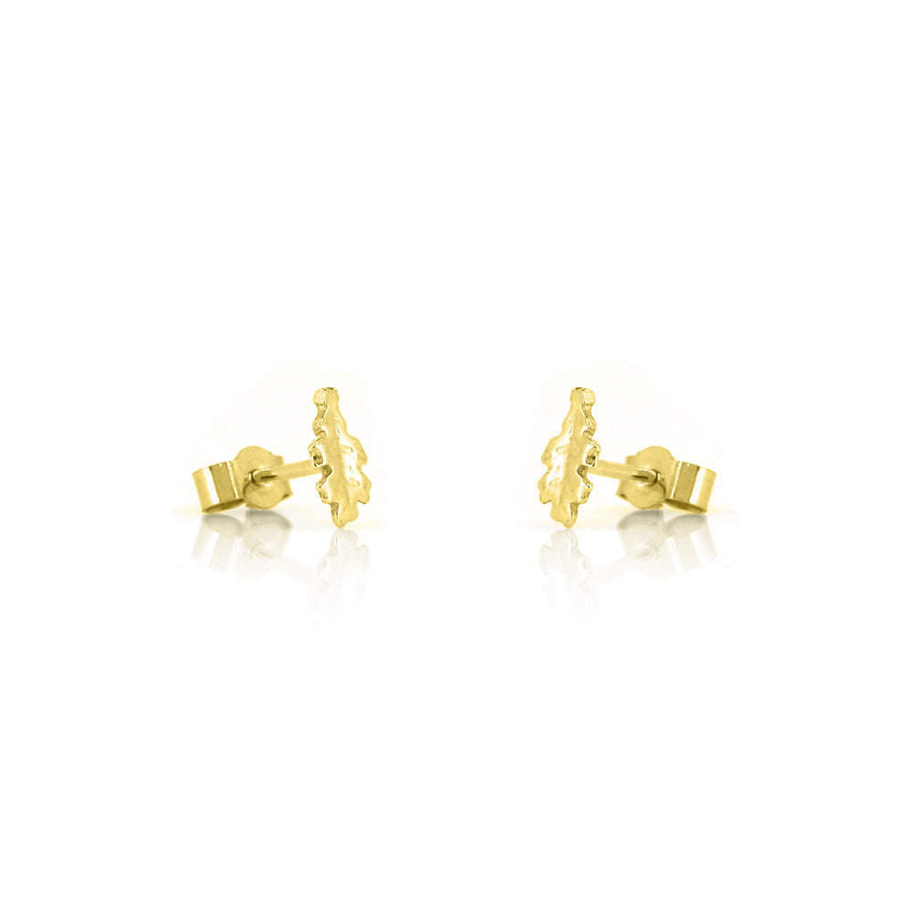 Oak Leaf Small Stud Earrings - Yellow Gold Vermeil