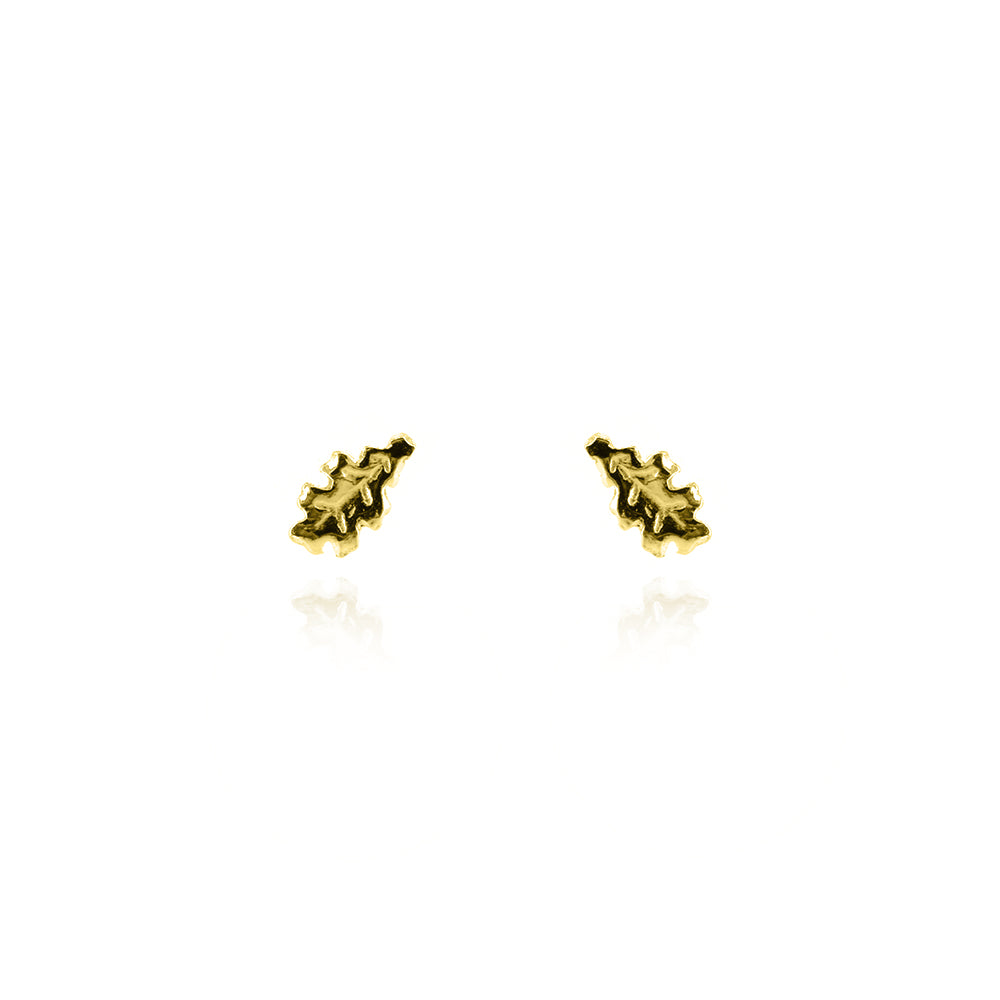 Oak Leaf Small Stud Earrings - Yellow Gold Vermeil