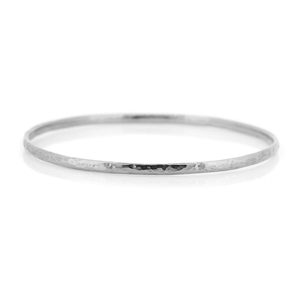 Esther Dappled Stacking Bangle - 3mm Width - Sterling Silver - Large Bangles
